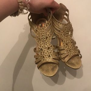 Gold, diamond, beaded heels